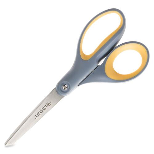 Westcott Scissors, 8" Titanium-Bonded Blades, Left-Handed, Straight Soft-Grip Stainless Steel Handles
