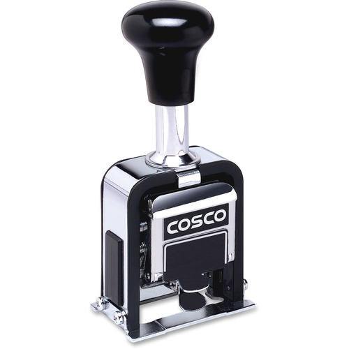 Cosco Self-inking Automatic Numbering Machine - Number Stamp - 6 Bands - Black - 1 Each