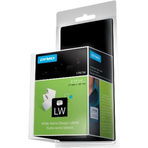 Dymo LabelWriter Labels, Name Badge, 1760756, 2 1/4" x 4" - Rectangle - White - 1 Each