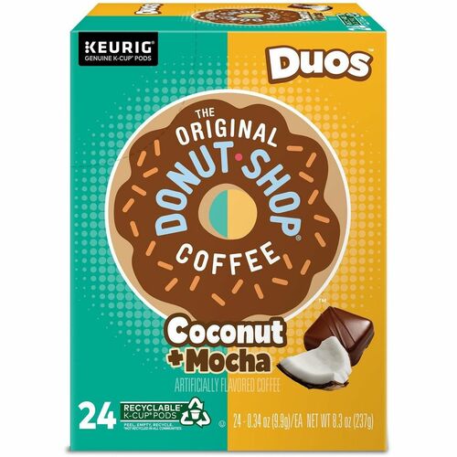 The Original Donut Shop Coffee, K-Cup Pods, Medium Roast Coconut Mocha, Caffeinated, Kosher, for Keurig Brewers, 24/PK