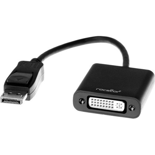 Rocstor DisplayPort to DVI Adapter - 7.90" DisplayPort/DVI Video Cable for Audio/Video Device - First End: 1 x 20-pin DisplayPort 1.1a Digital Audio/Video - Male - Second End: 1 x 29-pin DVI-D Digital Video - Female - Black