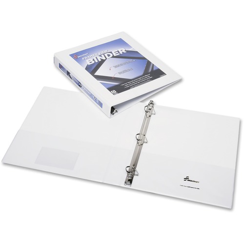 SKILCRAFT D-ring Frame View Binder - 1" Binder Capacity - Letter - 8 1/2" x 11" Sheet Size - 3 x D-Ring Fastener(s) - Internal Pocket(s) - White - Recycled - Business Card Holder, Clear Overlay, Spine Label - 1 Each