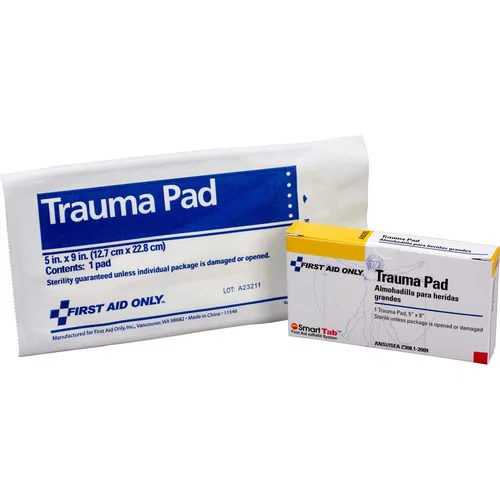 First Aid Only Trauma Pad - 1 - 5" Width x 9" Length - White - 1 Each