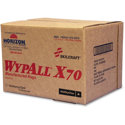 SKILCRAFT WypAll X70 Industrial Wipers - Wipe - 176 / Carton - White