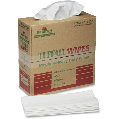 SKILCRAFT Tuffall Wipes Medium/Heavy Duty Wiper - Wipe - 9.75" Width x 16.75" Length - 100 / Box - White