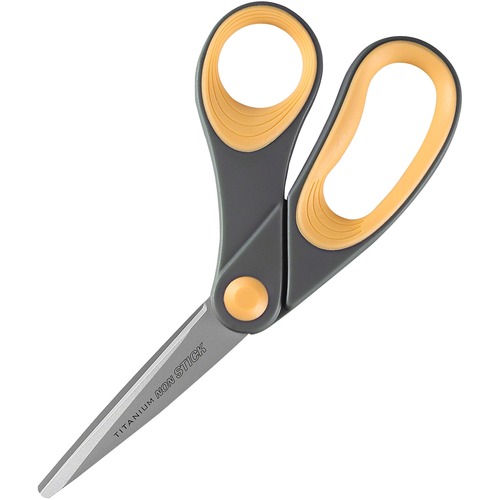 SKILCRAFT Nonstick Titanium Scissors - Bent - Titanium - Gray/Yellow - 1 Each
