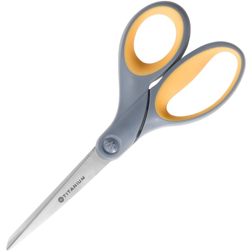 SKILCRAFT Titanium Scissors - Straight - Titanium - Gray/Yellow - 1 Each