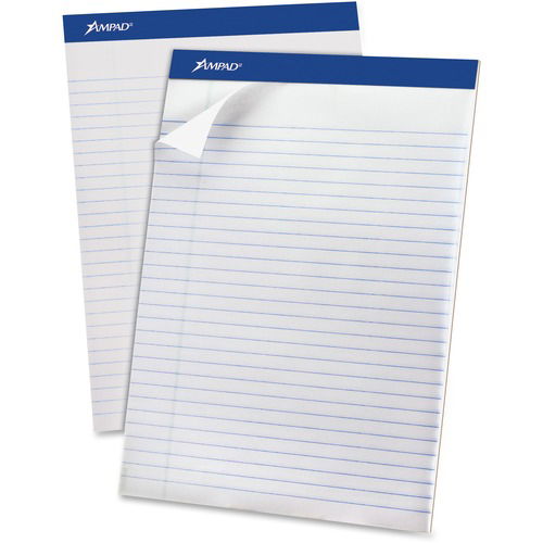 Ampad Notepad, Legal Ruled, 50 Sheets, 8.5 in x 11.75 in, 15 lb, Perforated, Chipboard Backing, 12/Dozen