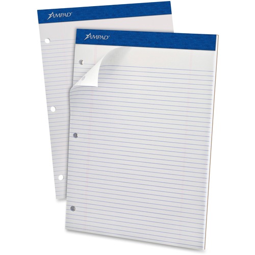 Ampad Notepad, Letter 8.5" x 11", Narrow-Ruled 1/4" Lines, 100 Sheets, Micro-Perforated, Chipboard Backing, White