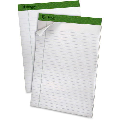 Ampad Legal Pad, Earthwise, 40-Sheet, 8.5" x 11.75", 20 lb, White, 100 Percent Recycled, Microperforated, 4/PK