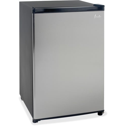 Avanti Refrigerator/Freezer, Undercounter, 4.4 ft3, Stainless Steel/Black, Reversible Door, Slide-Out Glass Shelves, Energy Star