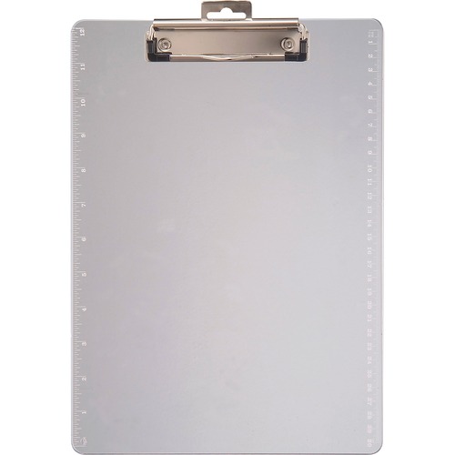 Officemate Clipboard, 8.5" x 11", 0.5" Clip Capacity, Clear Plastic, Low-Profile Metal Clip, Built-In Ruler, Hang Hole