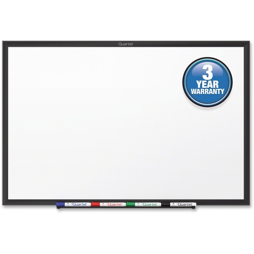Quartet Dry Erase Board, Wall-Mount, 96" W x 48" H, White Melamine Surface, Black Aluminum Frame, Horizontal/Vertical, Marker Tray, TAA Compliant