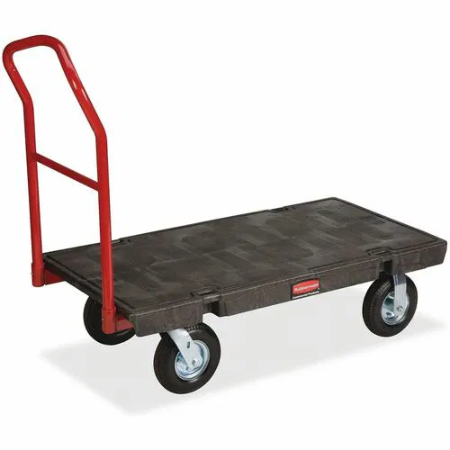 Rubbermaid Commercial Heavy-duty Platform Truck - Push Handle Handle - 1000 lb Load Capacity - 4 Casters - Resin, Metal, High-density Polyethylene (HDPE) - 48" Length x 24" Width - Steel Frame - Black - 1 Each