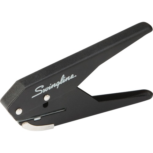 Swingline Manual 1-Hole Low-Force Punch, 20 Sheet Capacity, 9/32" Size, 1" Throat, Black Metal, Chip Tray