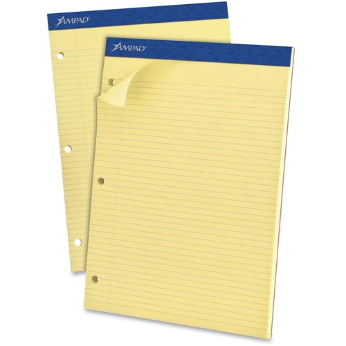Ampad Notepad, Top-Bound, Evidence, Narrow Ruled, 100 Sheets, 15 lb, 8.5 in x 11.75 in, Canary