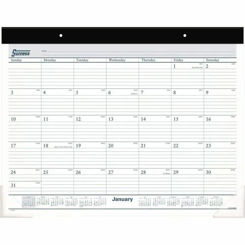At-A-Glance Classic Monthly Desk Pad - Standard - Julian Dates - Daily, Monthly - 12 Month - January 2025 to December 2025 - 1 Day Single Page Layout - 21 3/4" x 17" Sheet Size - White Sheet - 2.37" x 2.87" Block - Headband - Desk Pad - Black, White - Pap