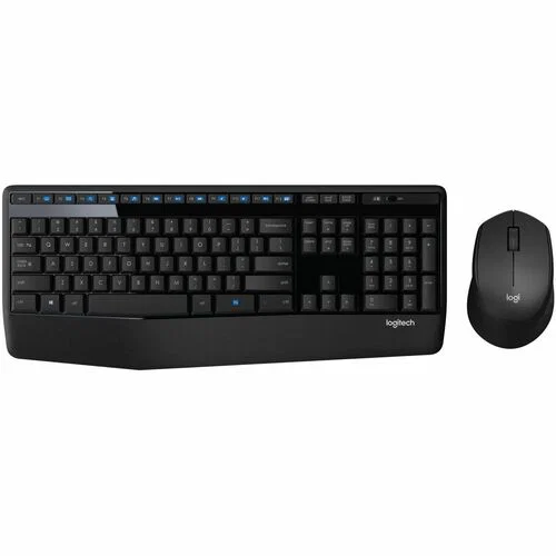 Logitech Wireless Combo MK345 - USB Wireless RF 2.40 GHz Keyboard - Black - USB Wireless RF Mouse - Optical - 1000 dpi - 3 Button - Scroll Wheel - Black - On/Off Switch Hot Key(s) - Right-handed Only - AAA, AA - Compatible with Computer for PC