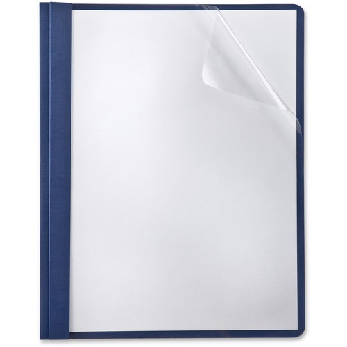 Oxford Report Cover - 3 x Tang Fastener(s) - Navy - Clear Front, Punched - 5 / Pack