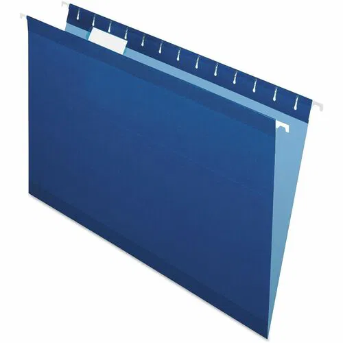 Pendaflex 1/5 Tab Cut Legal Hanging Folder - 8 1/2" x 14" - Internal Pocket - 11 pt. - Navy - Reinforced, Tear Resistant, Durable - 25 / Box