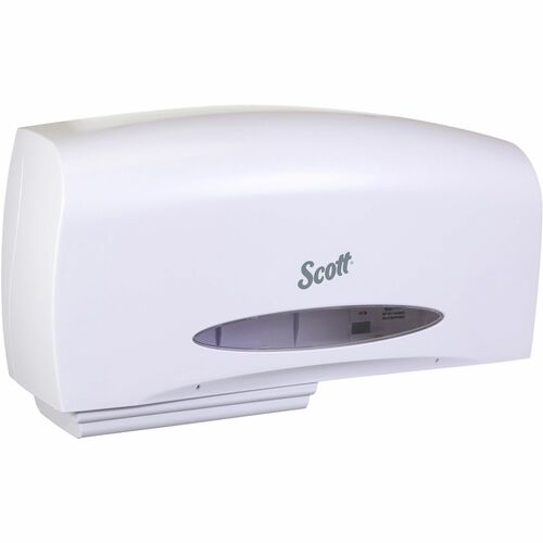 Scott Essential Tissue Dispenser, Coreless Jumbo-Roll, 2-Roll, for 3.8" W x 9.4" Dia Rolls, Black Plastic, ADA Compliant