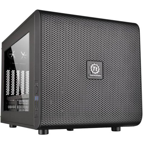Thermaltake Core V21 Micro Chassis - Cube - Black - SPCC - 6 x Bay - 1 x 7.87" x Fan(s) Installed - 0 - Mini ITX, Micro ATX Motherboard Supported - 19 x Fan(s) Supported - 3 x Internal 3.5" Bay - 3 x Internal 2.5" Bay - 5x Slot(s) - 2 x USB(s) - 1 x Audio