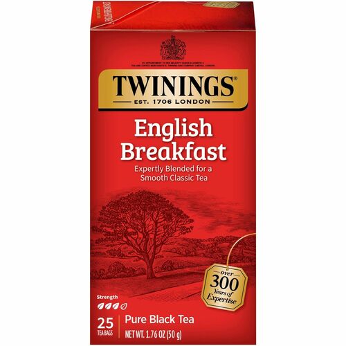 Twinings of London English Breakfast Black Tea Bags, 25/Box