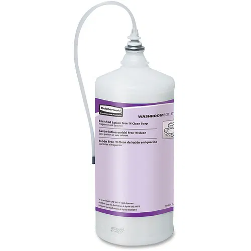 Rubbermaid Commercial, Liquid Soap Refill, Free 'N Clean, 1.69 qt, Lotion, Fragrance-Free, Dye-Free, 2,000 Washes, for One Shot Dispenser, 4/CT