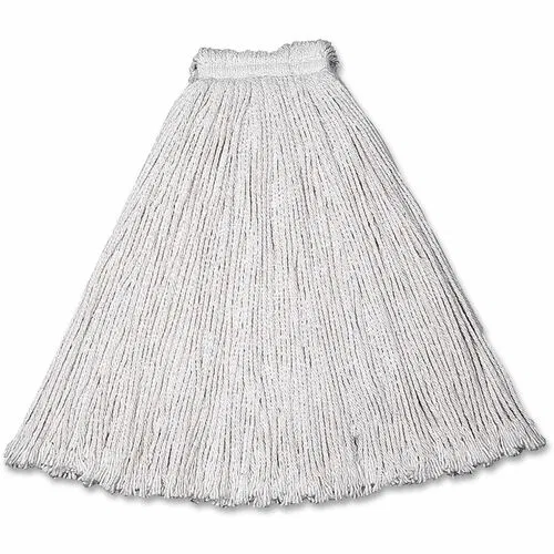 Rubbermaid Commercial, Mop Head Refill, Multi-Surface, Cut-End Cotton, 1" Mesh Headband, Moisture-Resistant, White, 12/CT