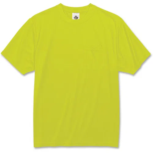 Ergodyne T-Shirt, GloWear 8089 Non-Certified, Medium, Lime Polyester, High-Visibility, Moisture-Wicking, UPF 50+, Chest Pocket