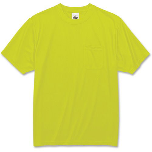 Ergodyne T-Shirt, Non-Certified, GloWear 8089, 3XL, Lime High-Visibility Polyester, Moisture-Wicking, 50+ UPF, Chest Pocket