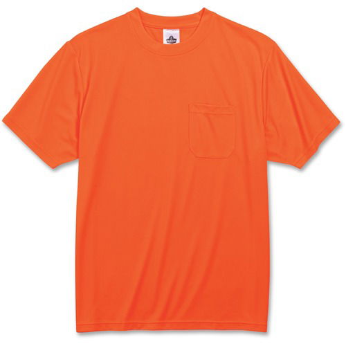 Ergodyne T-Shirt, GloWear, Non-Certified, High-Visibility Orange, 2XL, Polyester, Moisture-Wicking, 50 UPF, Chest Pocket