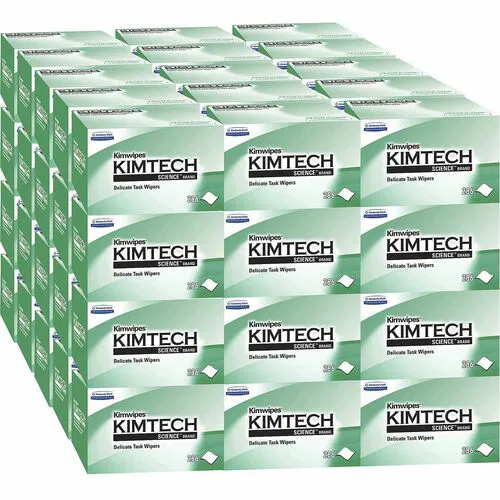 Kimtech Cleaning Wipes, Kimwipes, 1-Ply, 4.39" x 8.20", Antistatic, Low-Lint, White, 286/Box, 60/CT