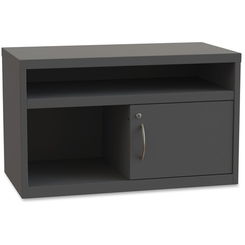 Lorell File Cabinet, Lateral, Kingsley, Sliding Door, 2 Shelves, 36" W x 18.8" D x 21.9" H, Charcoal