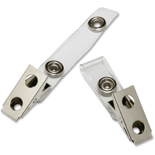 SKILCRAFT Clear Strap Adapter - for ID Card, Badge - Hanging Hole, Clip Closure - 100 / Box - Clear
