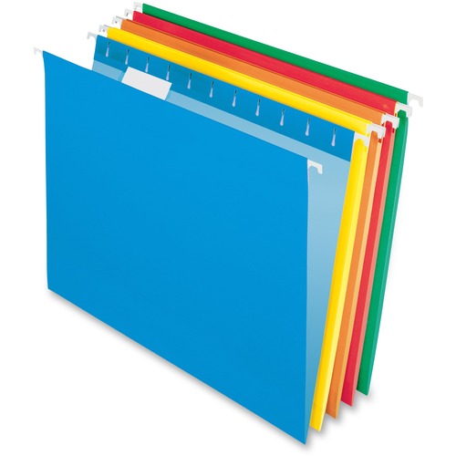 Pendaflex Hanging File Folders, Letter 8.5" x 11", 2-Tone Assorted, 11-pt, 1/5-Cut Poly Tabs, 100% Recycled, 25/Box