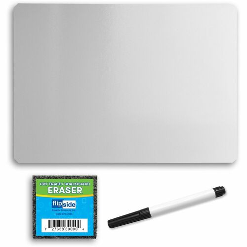 Flipside Dry-Erase Board Set, 9.5" W x 12" H, White Surface, Ghost-Resistant, Rounded Corners, Includes Paddles, Erasers, Pens, 12/PK