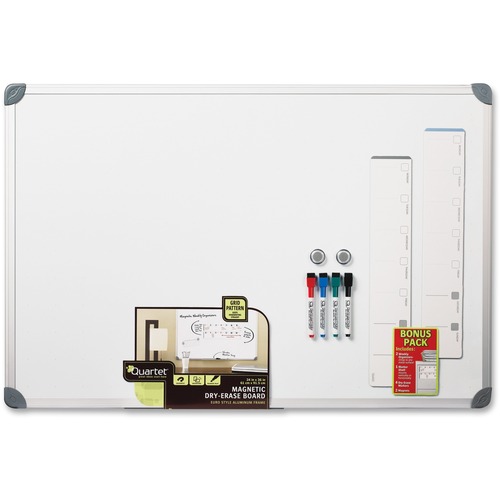 Quartet Dry Erase Board, Magnetic Grid, 36" W x 24" H, Aluminum Frame, Built-In Marker Tray, Includes 2 Weekly Organizers