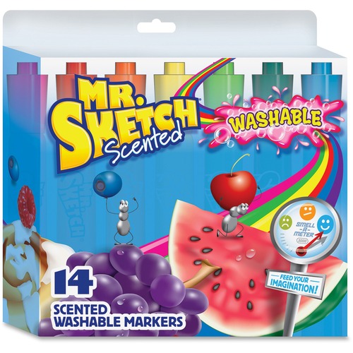 Mr. Sketch Scented Washable Markers - Medium Chisel, Broad, Narrow Narrow Marker Point - Assorted Ink - 14 / Set