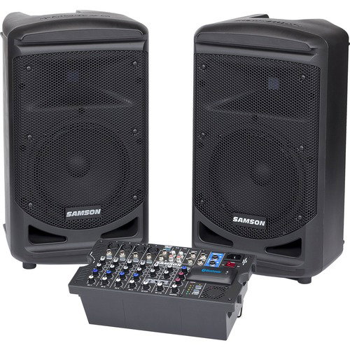 Samson Expedition XP800 - 800-Watt Portable PA - 800 W Amplifier - Built-in Amplifier - 4 x Speakers - 4 Audio Line In - USB Port