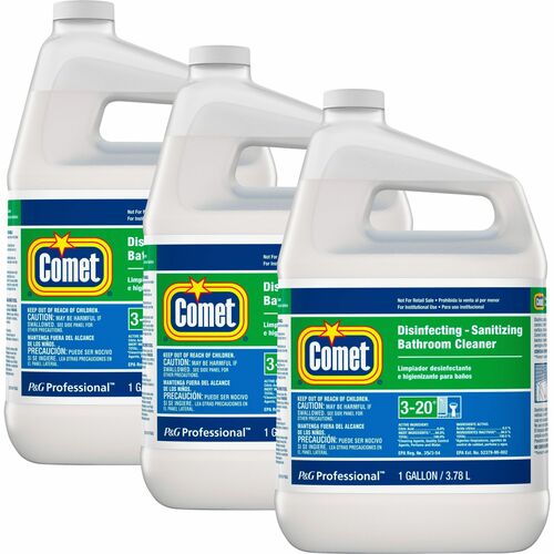 Comet Bathroom Cleaner, 128 fl oz (4 qt), Disinfectant, Non-Abrasive, Pleasant Scent, White, 3/CT