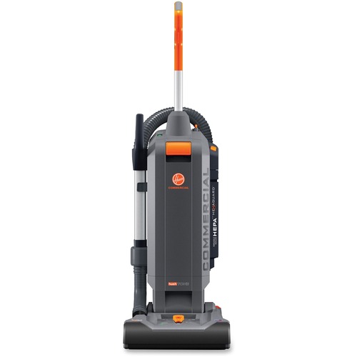 Hoover Upright Vacuum, HushTone, 13" Cleaning Path, Bagged, HEPA Filter, 1200 W Motor, 40 ft Cord, Gray