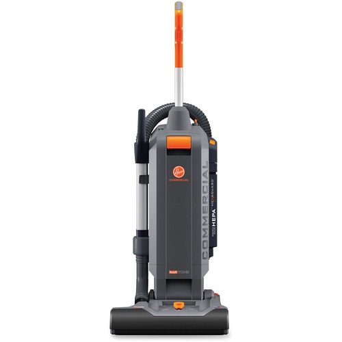 Hoover Upright Vacuum, HushTone, 15" Cleaning Path, 1.13 gal Bagged, HEPA Filter, 40 ft Cord, 69 dB, Gray