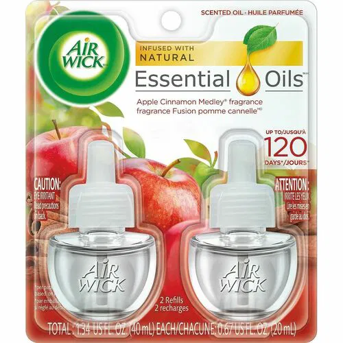 Air Wick Scented Oil Warmer Refill, Apple Cinnamon Medley, 0.7 fl oz, 60 Day, for Oil Warmers, 6/CT