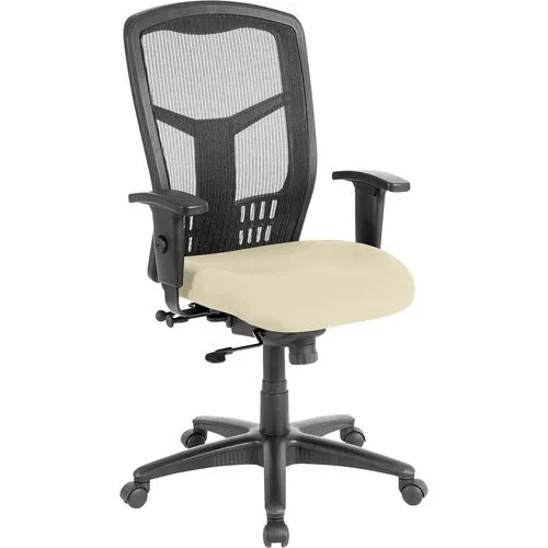 Lorell Ergomesh Executive High-Back Swivel Chair, Mesh Back, Dillon Buff Vinyl Seat, 275 lb Capacity, 28.5" W x 28.5" D x 45" H