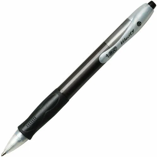 BIC Ballpoint Pen, Velocity, Retractable, 1.0 mm Medium Tip, Black Ink, Contoured Rubber Grip, Refillable, 36/Box