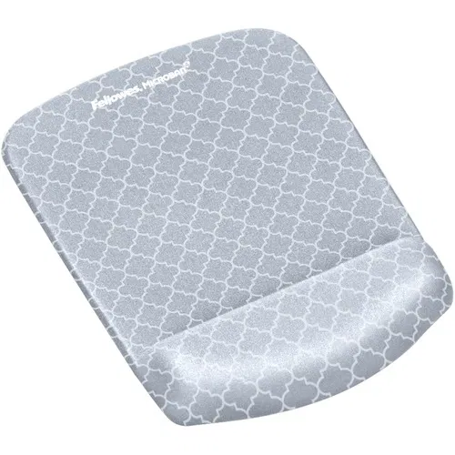 Fellowes, Mouse Pad, PlushTouch, Wrist Rest, Microban Antimicrobial, Foam, Gray Lattice, 7.25" x 9.38" x 1"