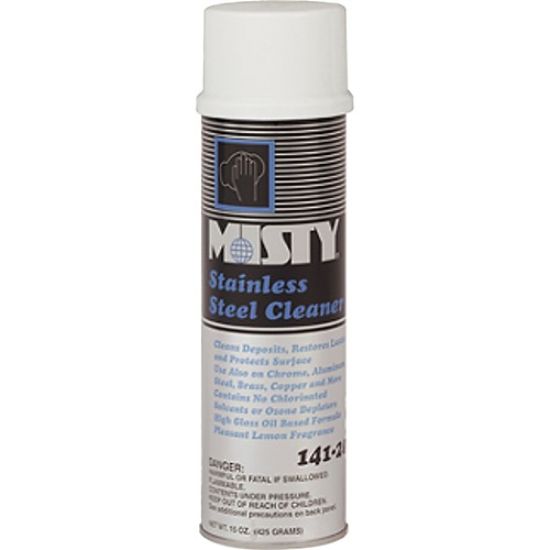 Misty Stainless Steel Cleaner, 15 oz Spray, Oil-Based, Lemon Scent, for Metal Surfaces