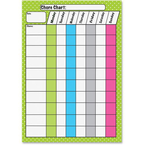 Ashley Magnetic Dry Erase Chore Chart, Kid Learning, Multicolor, 8.5" W x 11" H, Write-On/Wipe-Off
