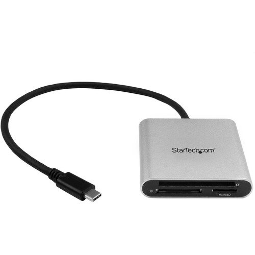 Star Tech.com USB 3.0 Flash Memory Multi-Card Reader / Writer with USB-C - SD microSD and CompactFlash Card Reader w/ Integrated USB-C Cable - Access data on a wide range of memory cards using a USB C enabled mobile device or computer - USB 3.0 Flash Memo